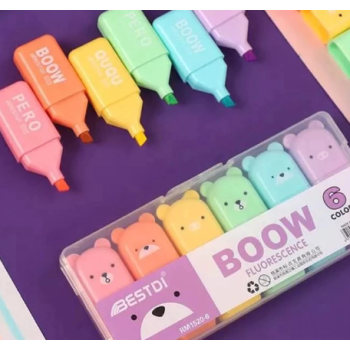 MINI MARCA TEXTO URSINHO BOOW KIT 6 CORES