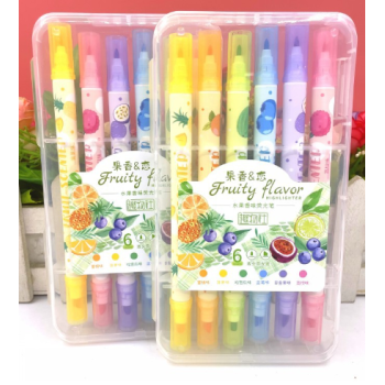 MARCA TEXTO 6 CORES CHEIRO FRUTA PONTA DUPLA