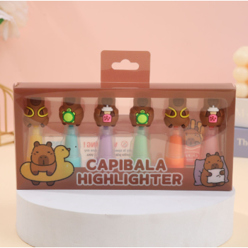 MARCA TEXTO 6 CORES MODA CAPIVARA