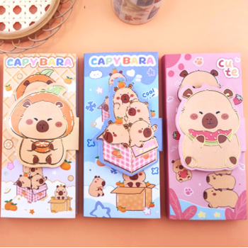 BLOCO DE ANOTAÇÃO DOBRÁVEL CAPIVARA DECORAÇÃO DOURADA