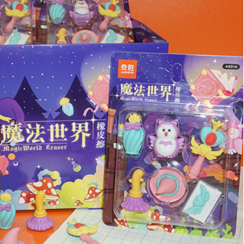 BORRACHA CARTELA KIT 6 PÇS MUNDO MÁGICO