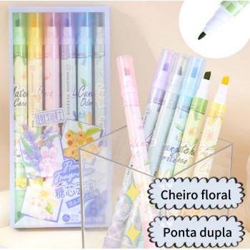 MARCA TEXTO PONTA DUPLA CHEIRO FLORAL