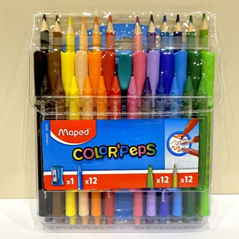 KIT DE COLORIR CANETA E LAPIS DE COR CONJUNTO COM GIZ CERA