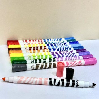 KIT 10 CANETINHA PONTA DUPLA 2 EM 1 20 CORES PONTA GROSSO