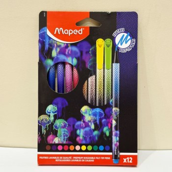 Canetinhas Hidrográfica 12 cores FELT-TIP Deepsea PENS MAPED