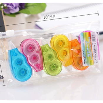 KIT CORRETIVO EM FITA COLORIDA TRANSPARENTE