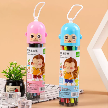 CANETINHA HIDROCOR 12 CORES TEMA MACACO