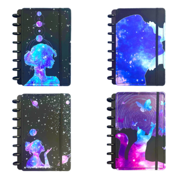 CADERNO INTELIGENTE 8 DISCOS A5 ESTAMPA ESTRELA VARIADA