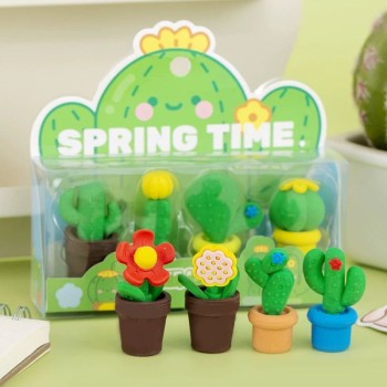 BORRACHA CACTO KIT ERASER FOFO CRIATIVO SPRING TIME