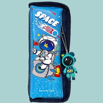 ESTOJO COM CHAVEIRO ASTRONAUTA PORTA LÁIS INFANTIL