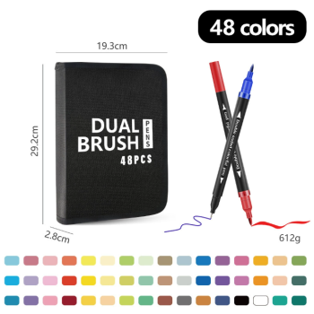 ESTOJO DUAL BRUSH 48 CORES CANETINHA PONTA DUPLA
