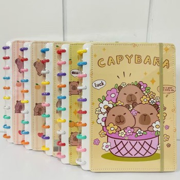 CADERNO INTELIGENTE 10 DISCOS TEMA CAPIVARA FOFO FOLHA TAMANHO B5