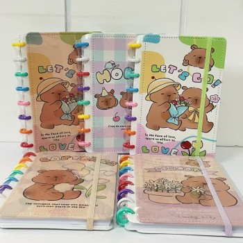 CADERNO INTELIGENTE 8 DISCOS DE CAPIVARA  MODELO VARIADO TAMANHO A5 PEQUENO