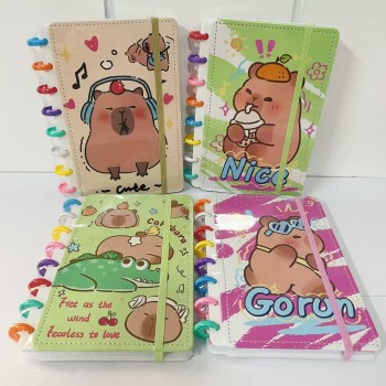 SORTIDO CADERNO INTELIGENTE 8 DISCOS CAPIVARA CHIC TAMANHO A5 PEQUENO