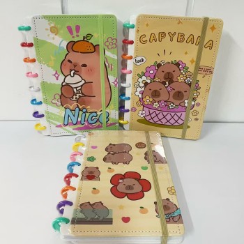 CADERNO INTELIGENTE 8 DISCOS DE CAPYBARA FOFO TAMANHO A5 PEQUENO