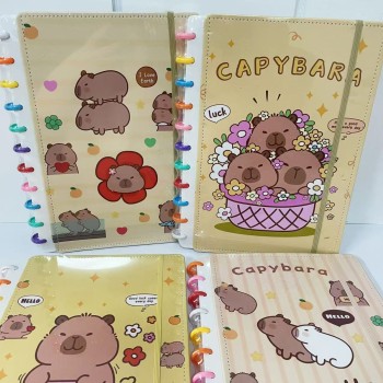 CADERNO INTELIGENTE 11 DISCOS CAPIVARA MARROM FOFO TAMANHO A4 GRANDE