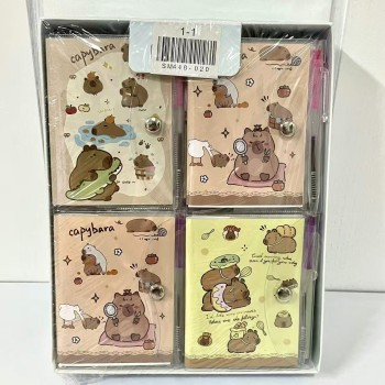 MINI CADERNO COM CANETA CAPIVARA ANOTAÇÃO