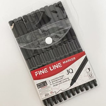 CANETA FINE LINE 12 PÇS COR PRETA CANETA PONTA FINA