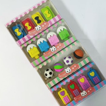 MINI BORRACHA KIT COM 4 PEÇAS CRIATIVOS SORTIDOS