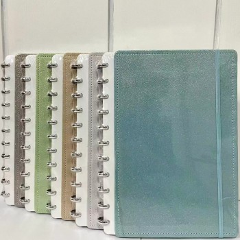 CADERNO INTELIGENTE 11 DISCOS CAPA BRILHO GLITTER FOLHA TAMANHO A4