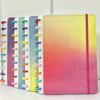 CADERNO INTELIGENTE 10 DISCOS CAPA COR GRADIENTE BRILHOSO TAMANHO B5
