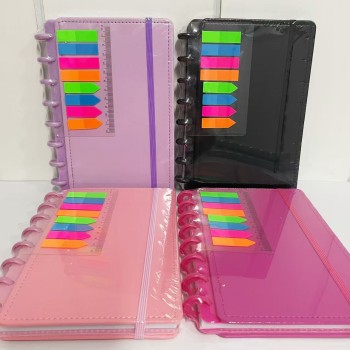 CADERNO INTELIGENTE 8 DISCOS CAPA LISO COM POST IT FOLHA A5