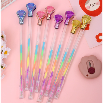 CANETA DIAMANTE COR GRADIENTE COLORIDA CABEÇA SORTIDA