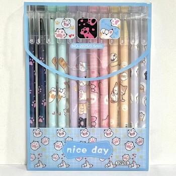 CANETA APAGÁVEL PATINHA DE GATO KIT COM 12 PONTA FINA CANETA MÁGICA