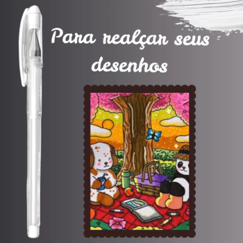 CANETA GEL BRANCA PARA DETALHES TRAÇO FINO DE ILUMINAR KIT COM 12 PÇS