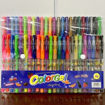 KIT 48 CORES CANETA GEL CHEIRINHO DE FRUTAS CANETA COLORGEL PERFUMADA GLITTER