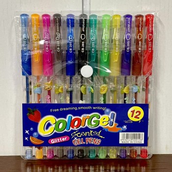 KIT 12 CORES CANETA GEL CHEIRINHO DE FRUTAS CANETA COLORGEL PERFUMADA GLITTER