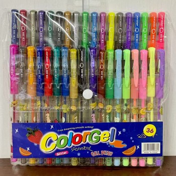 KIT 36 CORES CANETA GEL CHEIRINHO DE FRUTAS CANETA COLORGEL PERFUMADA GLITTER