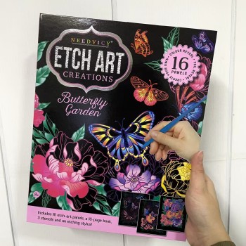 PAPEL RABISCO MAGICO PARA COLORIR COM 16 DESENHOS BORBOLETA