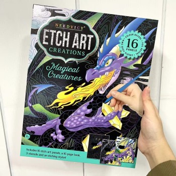 PAPEL RABISCO MÁGICO PARA COLORIR COM 16 DESENHOS TEMA DRAGÃO