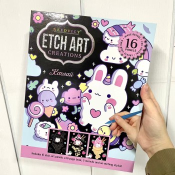 PAPEL RABISCO MÁGICO PARA COLORIR COM 16 DESENHOS TEMA UNICÓRNIO