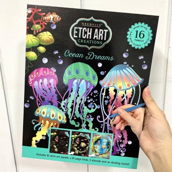 PAPEL RABISCO MÁGICO PARA COLORIR COM 16 DESENHOS TEMA FUNDO DO MAR