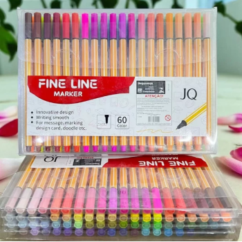 CANETA FINE LINE 60 CORES PONTA FINA CORPO AMARELO