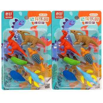 BORRACHA DE CARTELA MUNDO DINOSSAURO KIT COM 6 PEÇAS