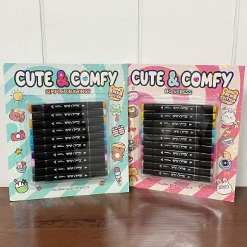 LIVRO DE COLORIR FINO CUTE COMFY KIT COM 10 CANETINHA TOUCH