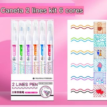 KIT CANETA 2 LINES ESCRITA DUPLA