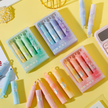 MARCA TEXTO COR GRADIENTE KIT COM 4 PEÇAS MARCADOR TOM PASTEL