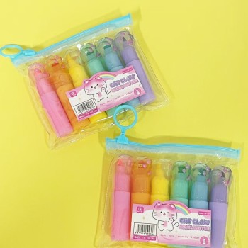 MINI MARCA TEXTO PONTA PATINHA DE GATO KIT COM 6 CORES