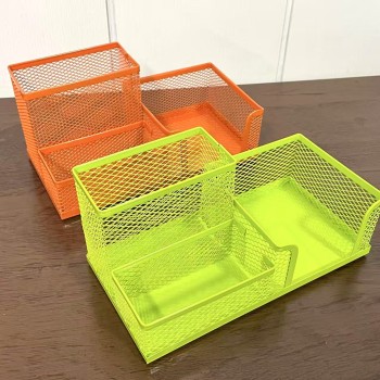 PORTA CANETA ORGANIZADOR ARAMADO DE METAL COM 3 DIVISÓRIA