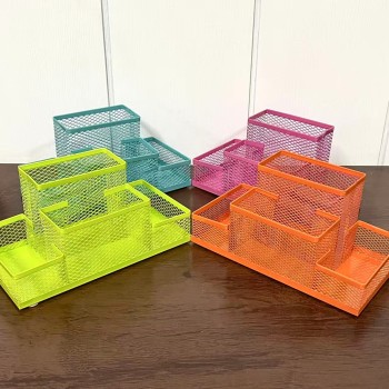 PORTA LÁPIS ORGANIZADOR ARAMADO COM 4 DIVISÓRIA