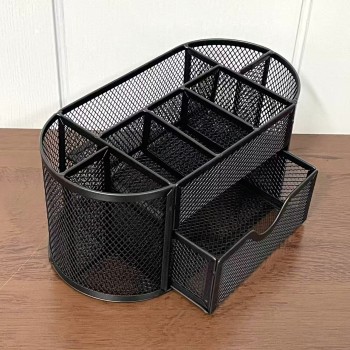 PORTA LÁPIS COM GAVETA ORGANIZADOR MULTIFUNCIONAL ARAMADO ELEGANTE