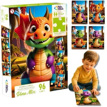 QUEBRA-CABEÇA 96 PÇS DINO MIX