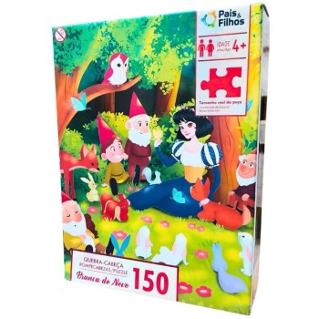QUEBRA CABEÇA C/ 150 PÇS PRINCESA/ BRANCA DE NEVE E T-REX