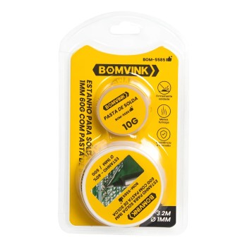KIT Fio De Solda Estanho 1mm 60g Com Pasta De Solda BOM-5585