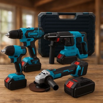 ESMERILHADEIRA FURADEIRA DE IMPACTO 4 EM 1 COM 2 BATERIAS 46147 