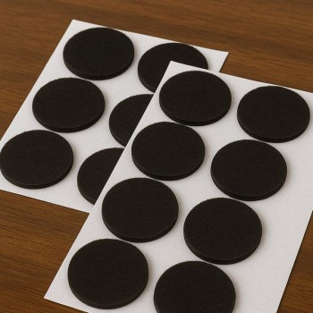 FELTROS AUTOADESIVOS REDONDOS PRETOS 18 PÇS BOM-1332 